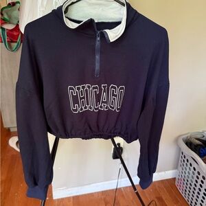 Chicago Navy Blue Women's Cropped Hoodie